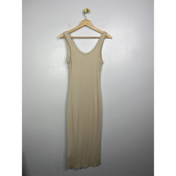Cotton Citizen Verona Soft Rib Raw Edge Midi Dress Women's Tan Size: S NWOT - Picture 6 of 9